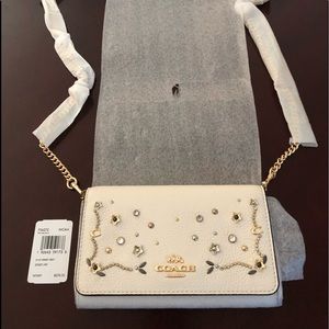 COACH NEW Chalk (Beige) Stud Dressy Xbody Bag